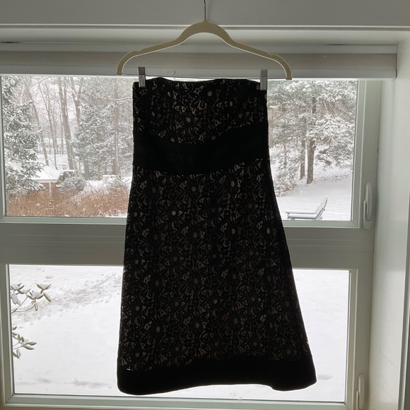 Black Lace Strapless Dress - Picture 2 of 10